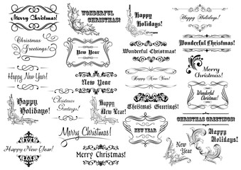 Christmas calligraphic lettering and headers set