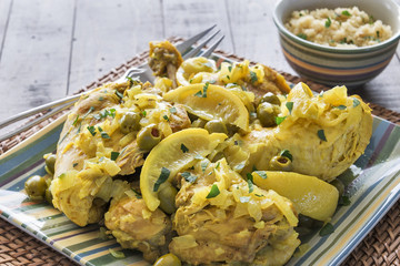 Moroccan chicken served with couscous