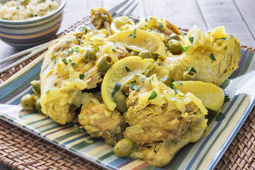 Moroccan chicken served with couscous