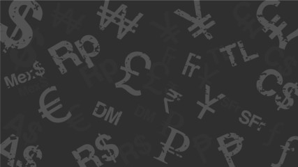 Currency symbols grey background