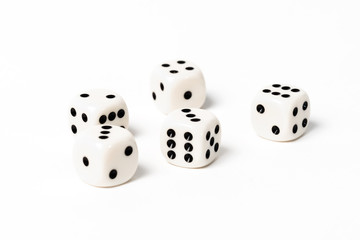 five dices isolated on white