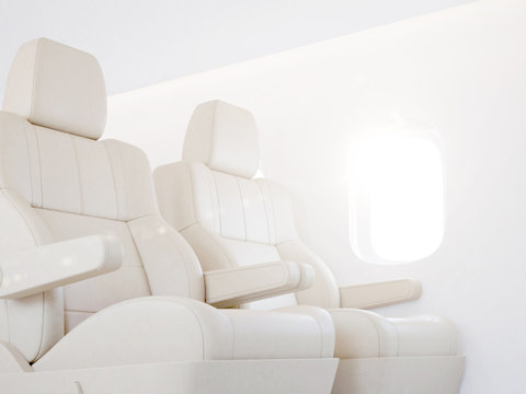 Bright airplane interior