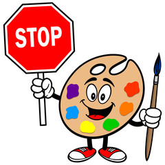 Art Palette with Stop Sign
