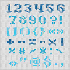 Knitted vector alphabet, serif numbers and punctuation.