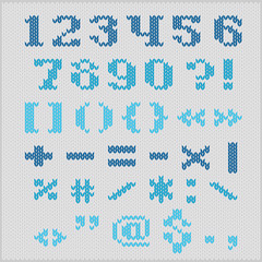 Knitted vector alphabet, serif numbers and punctuation.