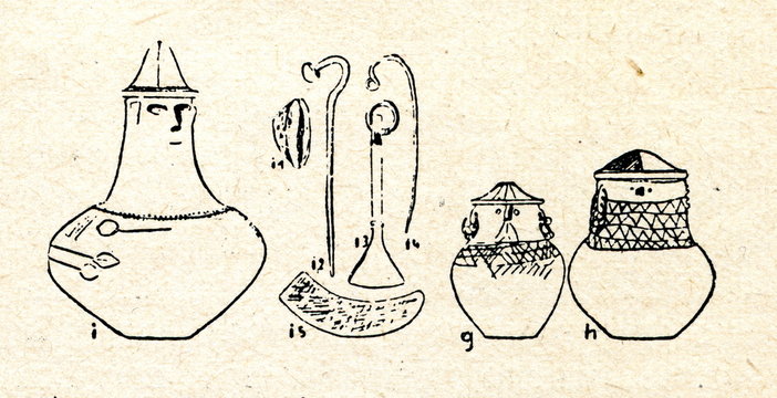 Artifacts from Pomeranian face urn culture burial cist