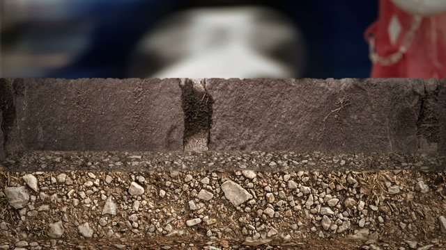 Camera moves under the street road