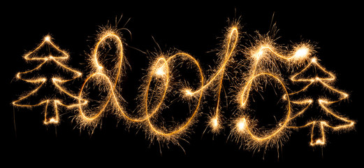 Happy New Year - 2015 with sparklers