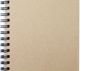 Brown notebook cover on white background