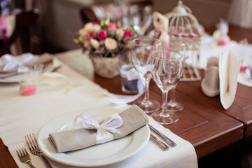 Table set for an event party or wedding reception 