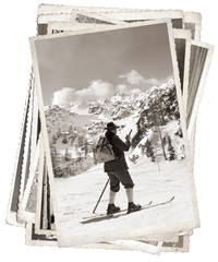 Black and white photos, Vintage photos with vintage skier
