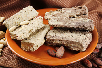 Two kinds of sunflower halva- with cocoa and peanuts