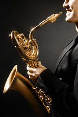 Saxophone man jazz saxophonist with baritone