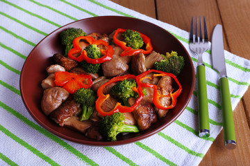 Braised wild mushrooms with vegetables and spices