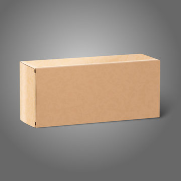 Realistic Blank Paper Craft Package Box. Isolated On Grey