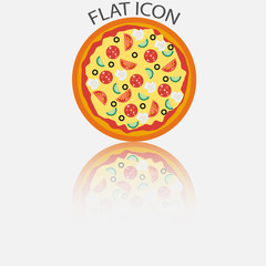 Pizza in the reflection. Vector illustration