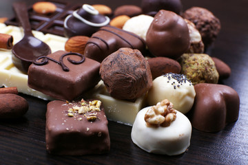 Group of sweet chocolate truffles