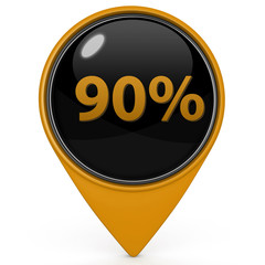 Ninety percent pointer icon on white background