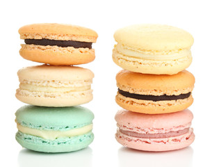 Gentle colorful macaroons isolated on white