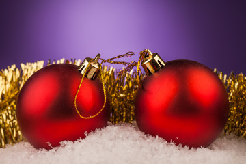 Christmas balls and  decorative background