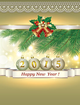 Christmas greeting card with the New Year 2015