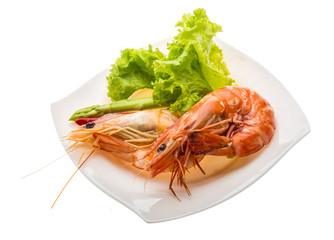 Boiled king prawns