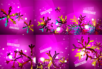 Set of colorful shiny Chrismas cards