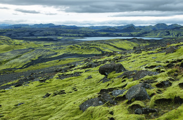 Fototapeta na wymiar Volcanic landscape in Lakagigar
