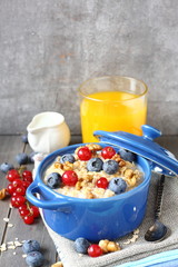 Healthy Tasty Homemade Oatmeal with Berries for Breakfast