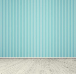 empty room with blue wallpaper