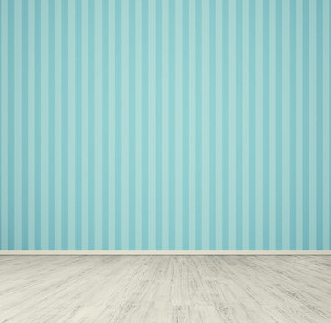 Empty Room With Blue Wallpaper