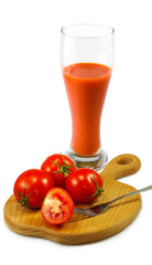 tomatoes and a glass of juice