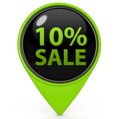 Sale ten percent pointer icon on white background