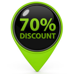 Discount seventy percent pointer icon on white background