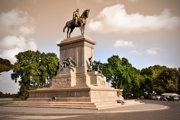 Monumento a Giuseppe Garibaldi, Gianicolo, Roma - obrazy, fototapety, plakaty