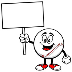 Baseball Mascot with Sign