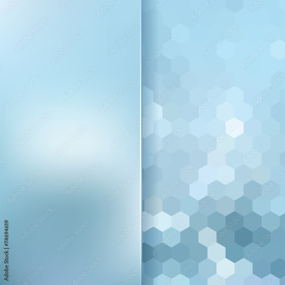 Poster abstract background consisting of hexagons and matt glass