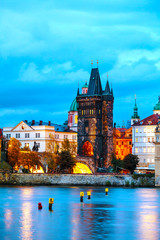 Fototapeta premium The Old Town with Charles bridge tower in Prague