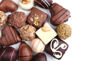 Chocolate sweet collection isolated on white background