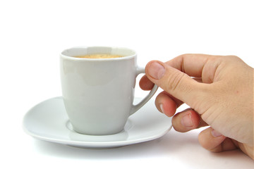 Hand and a cup of coffee