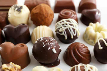 Delicious chocolate candies close-up