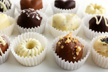 Delicious chocolate candies close-up