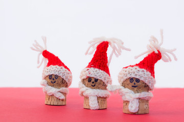Sympathetic corks with Christmas hat to toast the new year