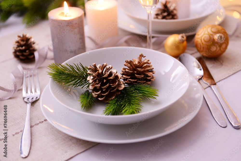 Poster beautiful christmas table setting