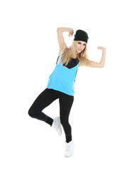 Hip hop dancer dancing isolated on white