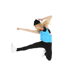 Hip hop dancer dancing isolated on white