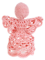 Knitted Christmas angel isolated on white