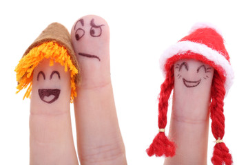 Emotional fingers isolated on white