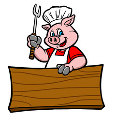 BBQ Pig With Sign - 74698260