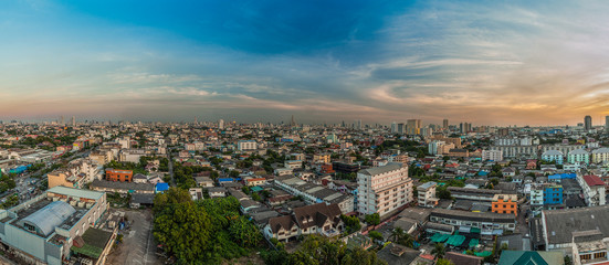 An aerial view of Bangkok city